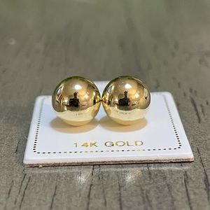 Solid Gold 14Karat Ball 8mmStud Earring